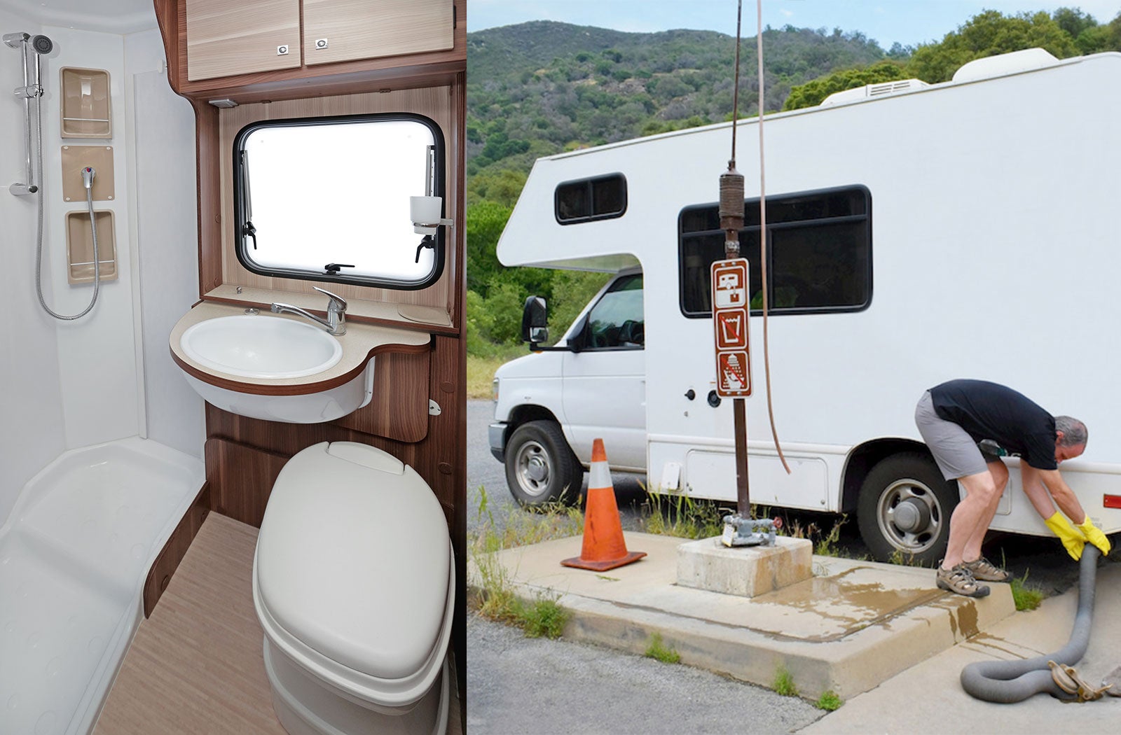 Portable RV/camper toilet and holding tank setup in North Las Vegas, Nevada
