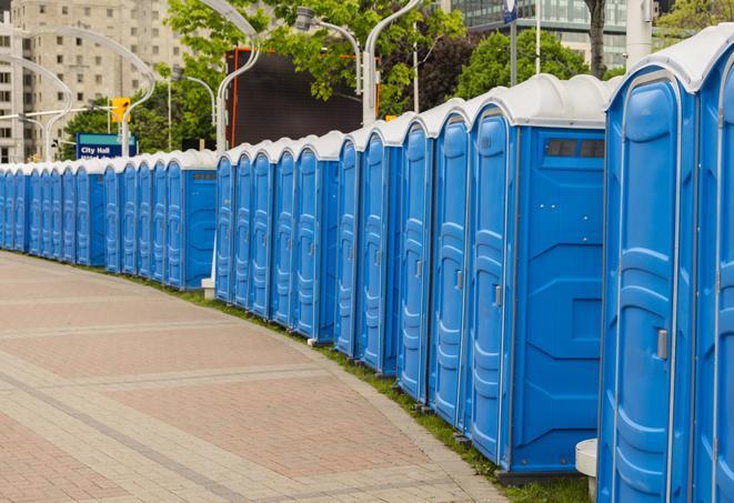 Seasonal porta potty units set up at a North Las Vegas, Nevada venue